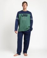 Pigiama Uomo Lois Preppy in Felpa di Cotone – Blu Navy