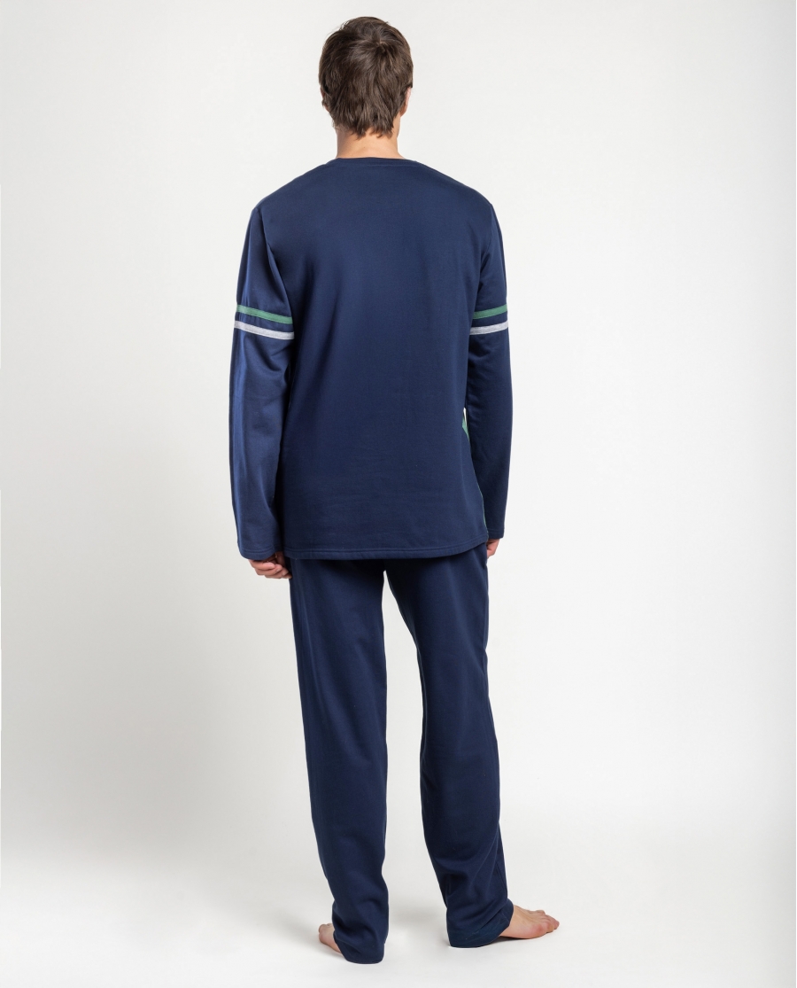 Pigiama Uomo Lois Preppy in Felpa di Cotone – Blu Navy