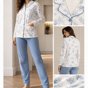 Pigiama donna aperto in interlock con fantasia floreale – LinclalorPigiama donna aperto in interlock con fantasia floreale – Linclalor