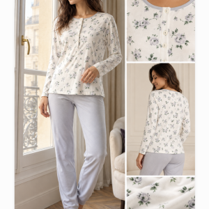 Pigiama donna in interlock con fantasia floreale – Linclalor