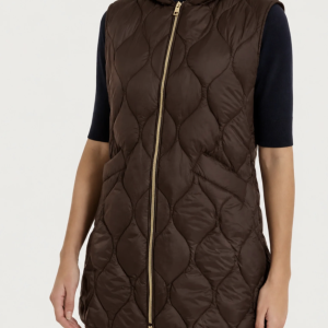 Piumino Puffer Lungo Smanicato Donna Ragno con Cappuccio Onion Quilt