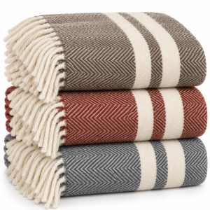 Plaid con Frange Fantasia Chevron