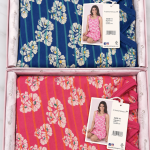 Camicia da notte donna Pigiamiamoci in cotone con spallina stretta – fantasia floreale