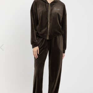 Tuta Donna Twinset in Velluto con Felpa Zip e Pantalone Jogger