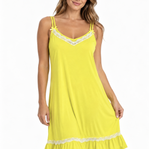Camicia da notte donna Bisbigli lime con pizzo – Taglie 42 e 46