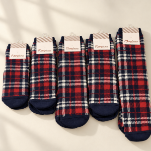 Calzini Maryhome fantasia tartan rosso e blu