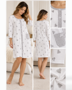 Camicia da Notte Donna Lattanzio Dominam Bianca con Cuori – Art. D647