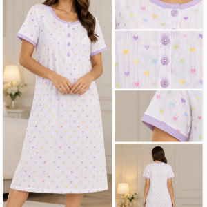 Camicia da notte donna con cuori multicolor – Linclalor – Ultimo pezzo TG 56