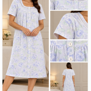 Camicia da notte donna floreale lilla con dettaglio traforato – Linclalor – Ultimo pezzo TG 44