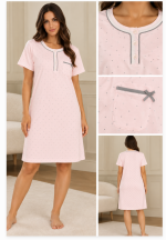 Camicia da notte donna rosa a pois con serafino – Linclalor