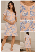 Camicia da notte donna rosa floreale con pizzo sotto seno – Bisbigli – Ultimo pezzo TG 42
