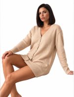Cardigan Lungo Donna Bisbigli in Maglia con Bottoni