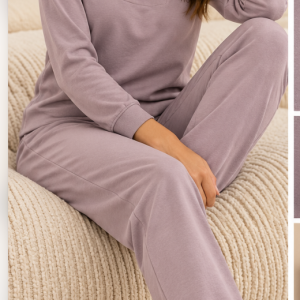 Completo Casa Donna Admas Malva con Mezza Zip e Pantalone Jogger