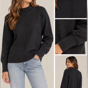 Maglione Donna Bisbigli in Maglia con Collo Alto e Lavorazione Traforata