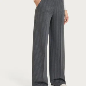 Pantalone Donna Ragno Gessato a Palazzo Wide Leg in Jacquard