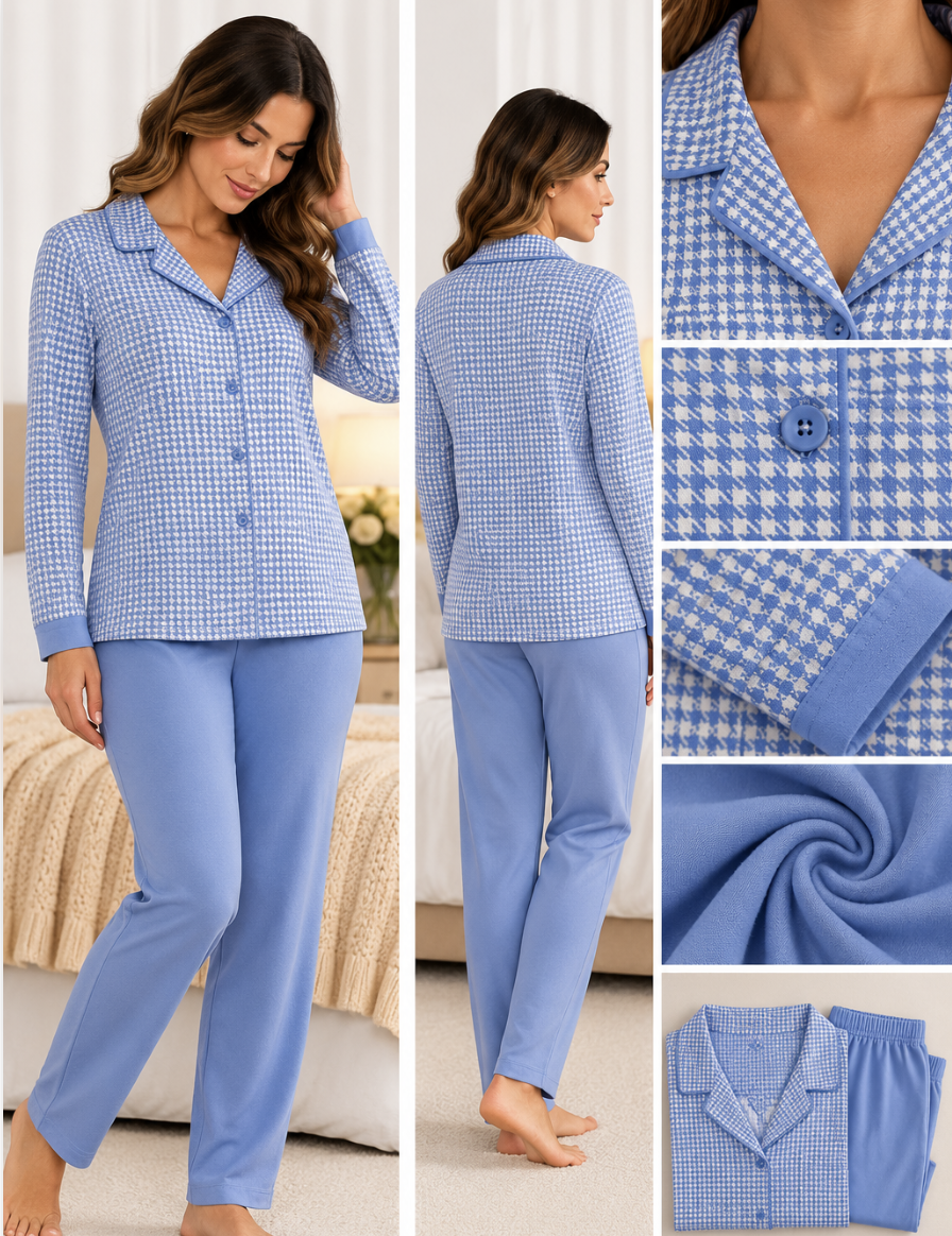 Pigiama Donna Bisbigli Pied-de-Poule – Caldo Cotone