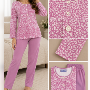 Pigiama Donna Linclalor Rosa Floreale con Pantalone Tinta Unita – Ultimo Pezzo Tg. 58