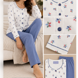 Pigiama Donna Linclalor con Maglia Fantasia e Pantalone Ottanio – Ultimo Pezzo Tg. 58