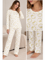 Pigiama Donna Lungo in Caldo Cotone con Fantasia Mele – Brilliamo