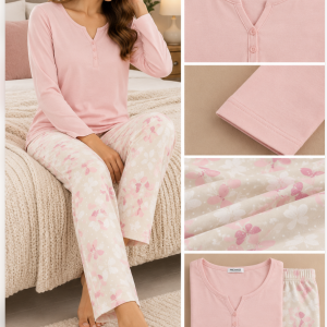 Pigiama Donna Promise Rosa con Pantalone Floreale – Ultimo Pezzo Tg. M