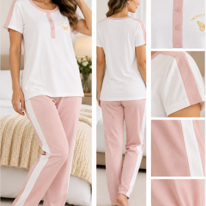 Pigiama Donna Twinset Bianco e Rosa con Pantalone Jogger – Ultima Tg. S
