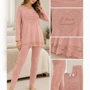 Pigiama Donna Twinset Rosa Antico con Maxi Maglia e Leggings in Pizzo – Ultimo Pezzo Tg. XL