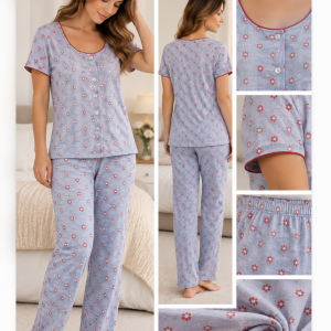 Pigiama Donna Verdiani Fantasia Floreale – Mezza Manica e Pantalone Lungo