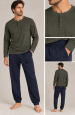 Pigiama Uomo Jamas in Interlock con Maglia Serafino a Tre Bottoni