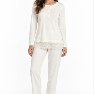 Pigiama donna Twinset lungo bianco con pizzo – Ultimo pezzo taglia L
