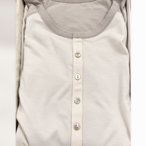 Pigiama donna lungo Verdiani grigio perla con scollo serafino – Ultimo pezzo taglia 50