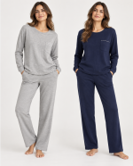 Pigiama donna sportivo Bisbigli in cotone felpato – Grigio e Blu Notte