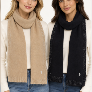 Sciarpa donna U.S. Polo Assn. con dettagli luminosi e logo ricamato