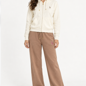 Tuta donna U.S. Polo Assn. con felpa zip e cappuccio e pantalone largo
