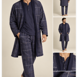 Vestaglia Uomo Aznar a Quadri – Blu Navy