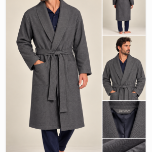 Vestaglia Uomo Jamas Sciallata Spigata – Grigio | Ultimo Pezzo Taglia 46