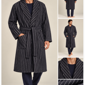 Vestaglia Uomo Julipet Sciallata a Righe – Blu | Ultima Taglia 54