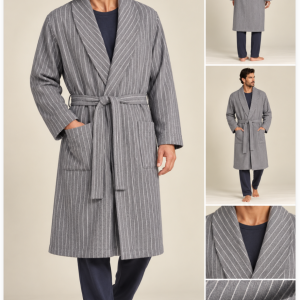 Vestaglia Uomo Julipet Sciallata a Righe – Grigio